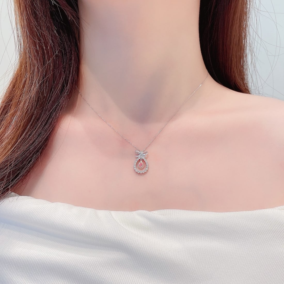 14k Gold 0.33 Ctw Natural Pink Diamond & Diamond Necklace - 2