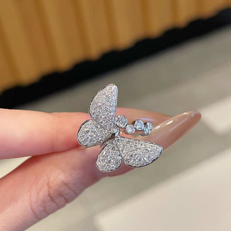 14k Gold 0.8 Ct Natural H Diamond & Butterfly Ring: Ref:231186139 // gold content:14k gold // ring size:7. 25us // // main gemstone:diamond // shape:round // carat weight:0. 8ct // clarity grade:vs-si // color:h // treatment:natural // cut grade:g //