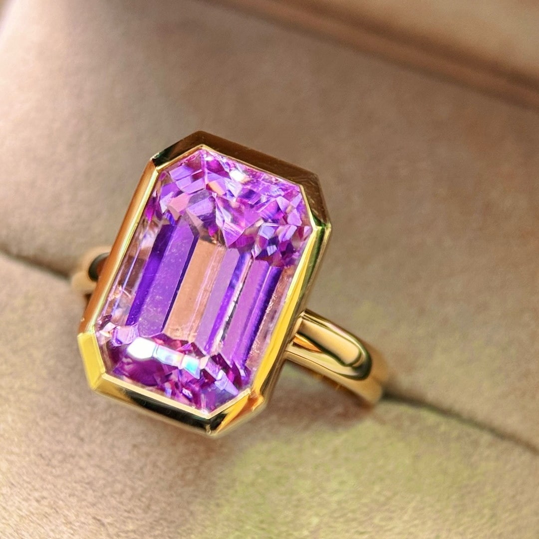 14k Gold 8.50 Ct Natural Kunzite Ring - 6