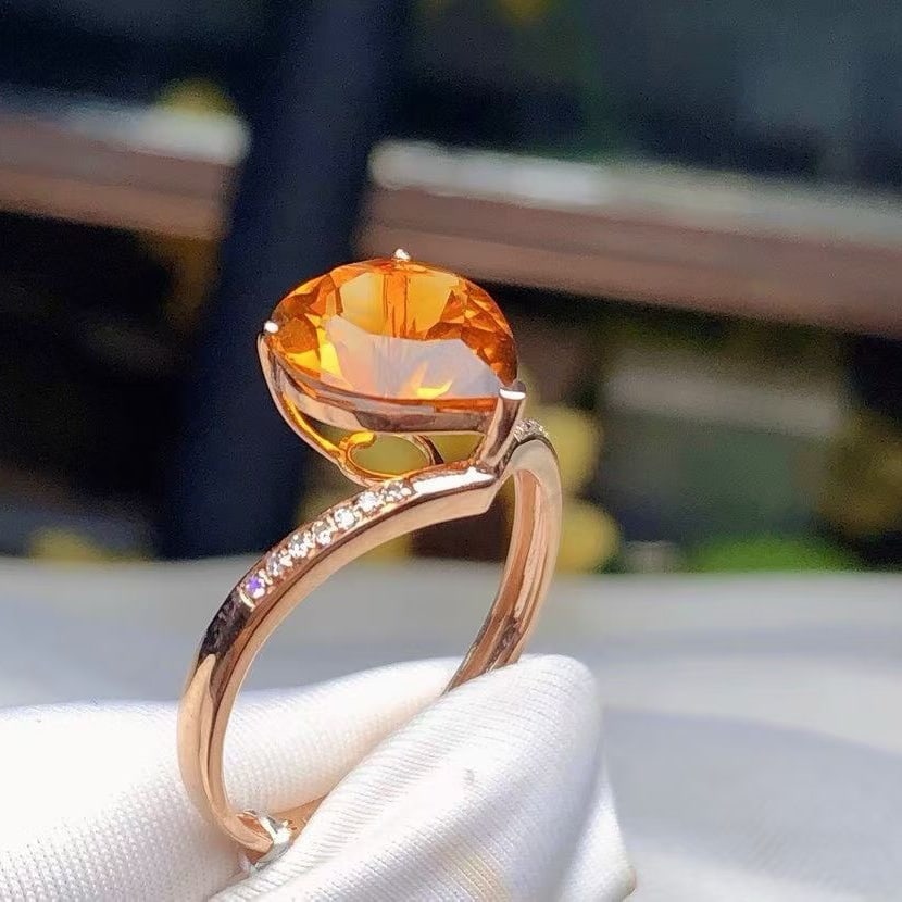 14k Gold 2.35 Ct Natural Citrine & Diamond Ring - 2