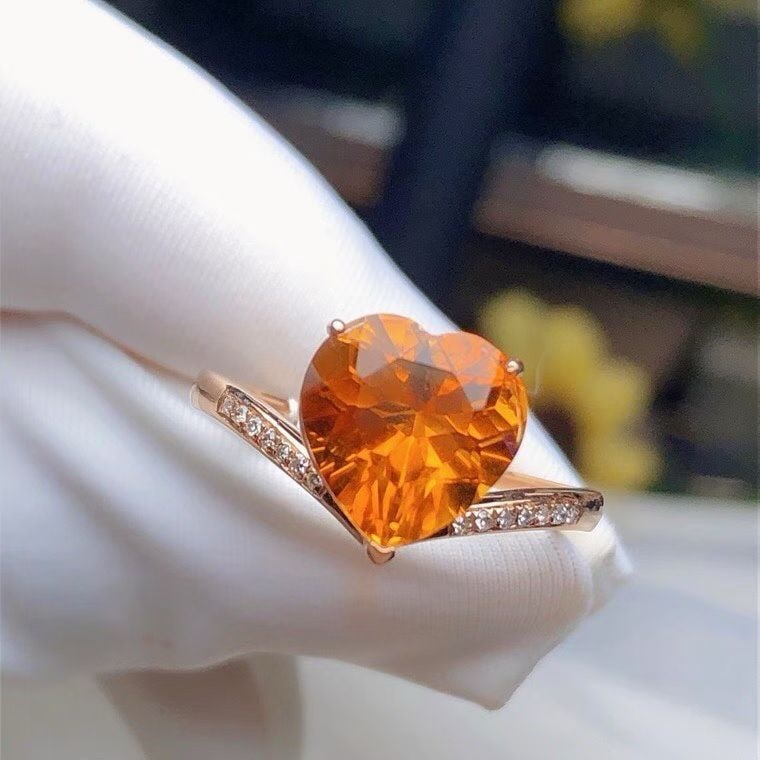 14k Gold 2.35 Ct Natural Citrine & Diamond Ring - 3