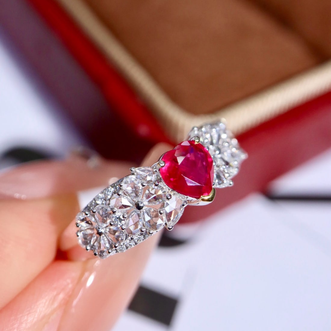 14k Gold 1.14 Ctw Natural Ruby & Diamond Ring - 7