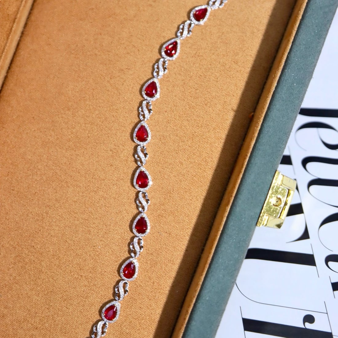 14k Gold 3.84 Ctw Natural Ruby & Diamond Bracelet - 3