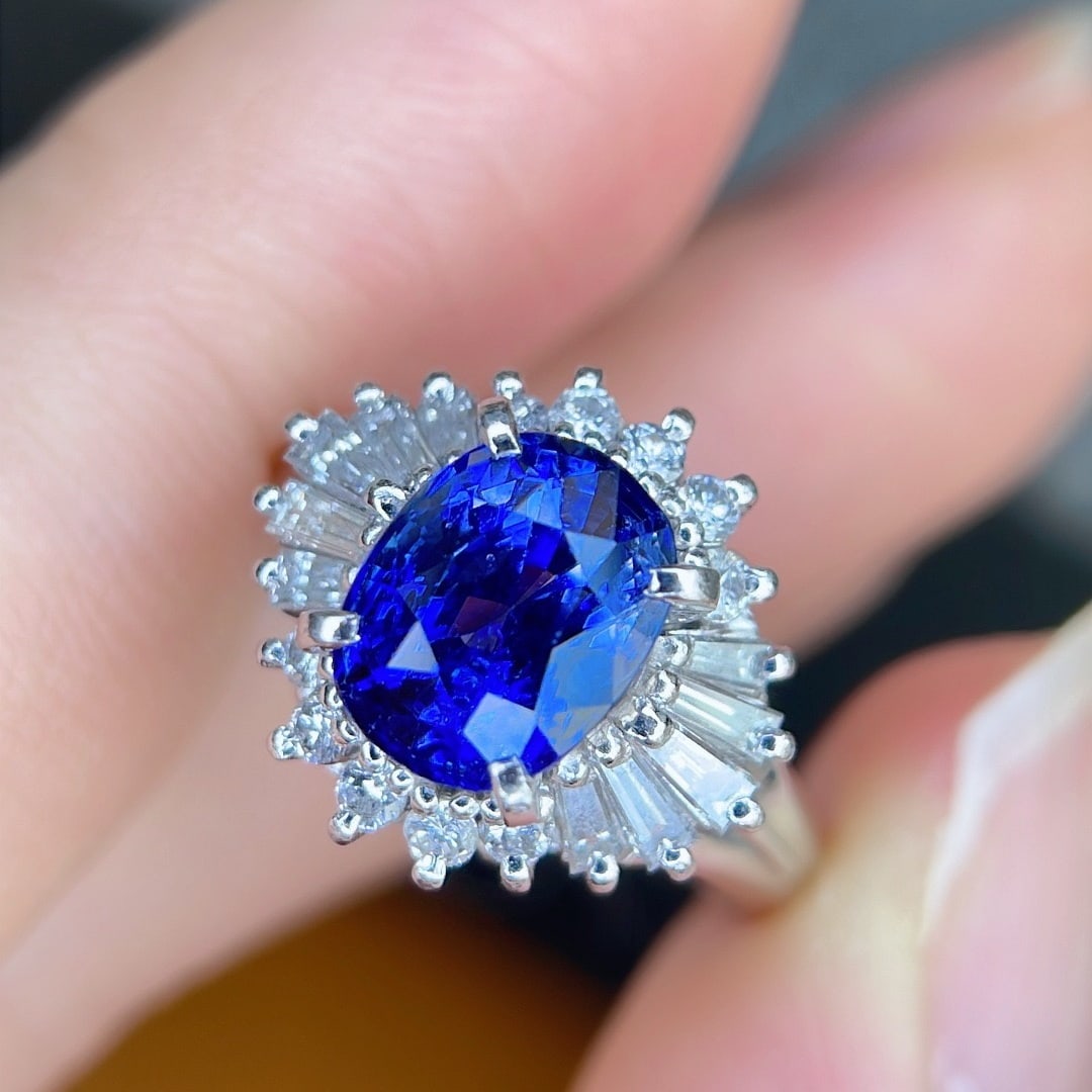 14k Gold 2.80 Ctw Natural Sapphire & Diamond Ring - 5