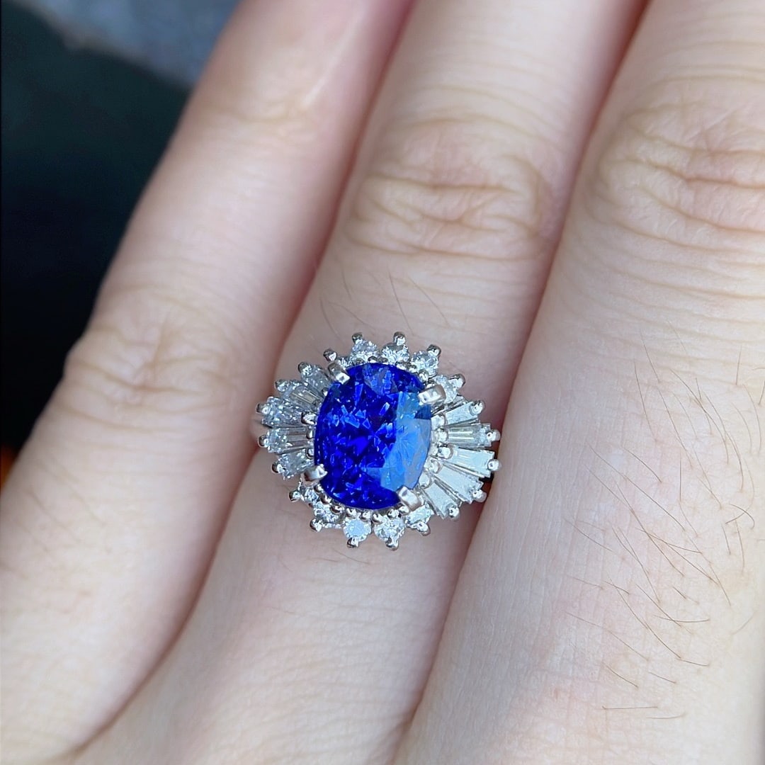 14k Gold 2.80 Ctw Natural Sapphire & Diamond Ring - 7