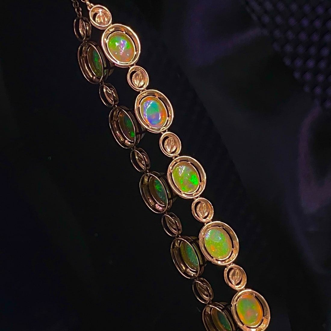 14k Gold 4.05 Ct Natural Opal & Diamond Bracelet - 5