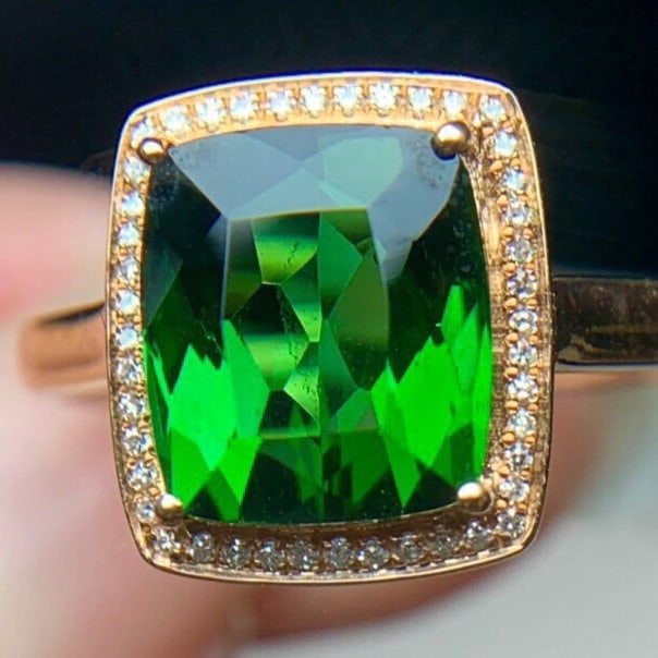 14k Gold 4.7 Ct Natural Tourmaline & Diamond Ring - 2