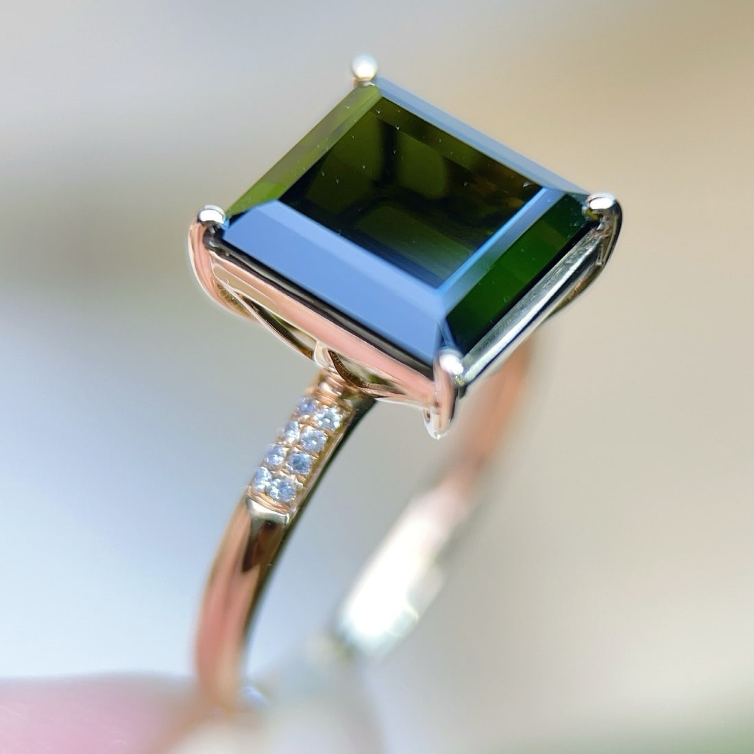 14k Gold 4.55 Ctw Natural Tourmaline & Diamond Ring - 5