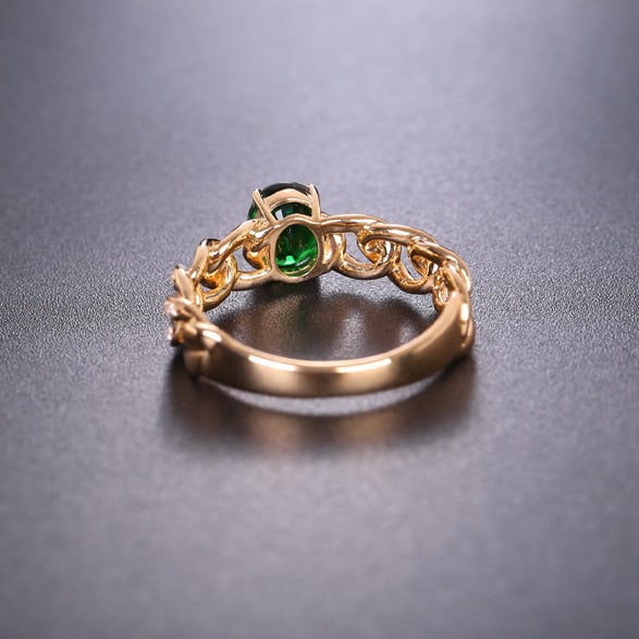14k Gold 1.18 Ctw Vivid Green Natural Tsavorite & Diamond Ring - 6