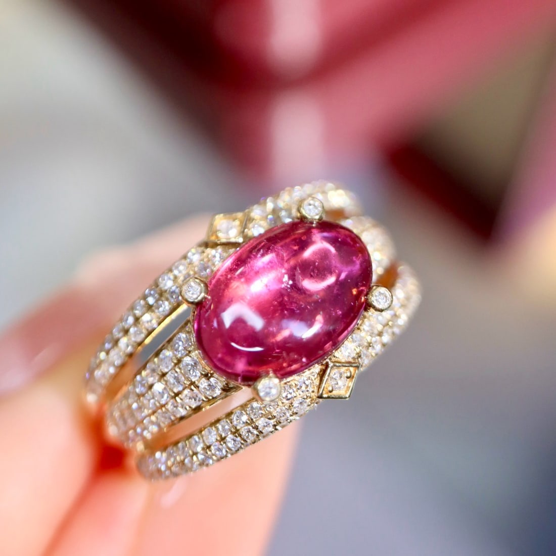 14k Gold 2.50 Ctw Natural Tourmaline & Diamond Ring - 2
