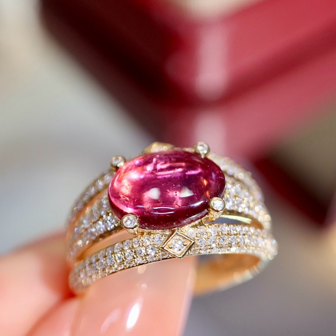 14k Gold 2.50 Ctw Natural Tourmaline & Diamond Ring - 3