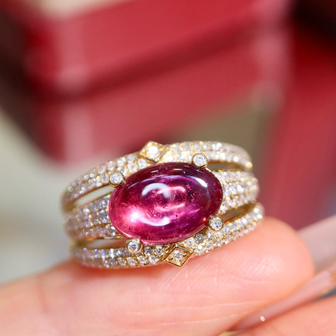 14k Gold 2.50 Ctw Natural Tourmaline & Diamond Ring - 4