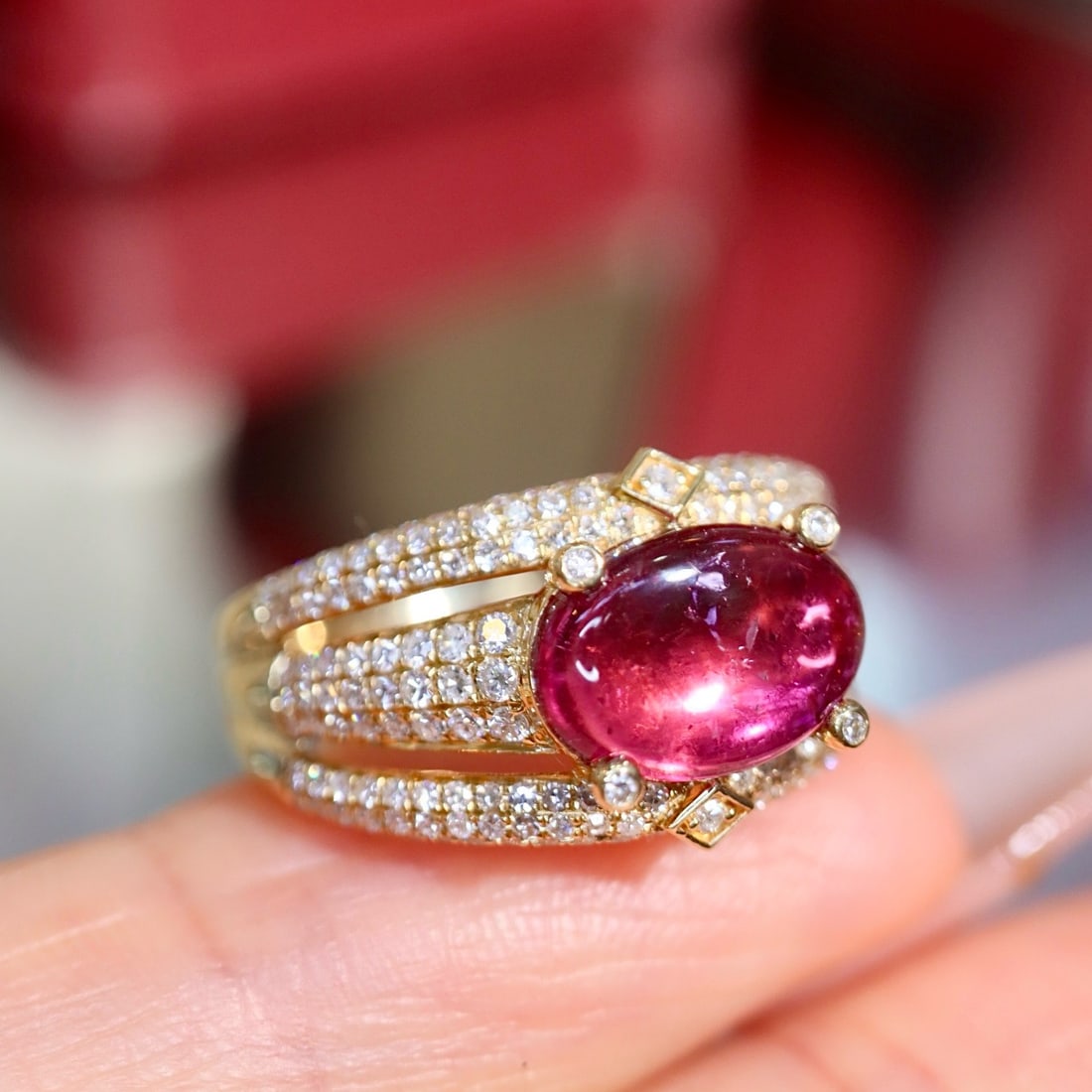 14k Gold 2.50 Ctw Natural Tourmaline & Diamond Ring - 5