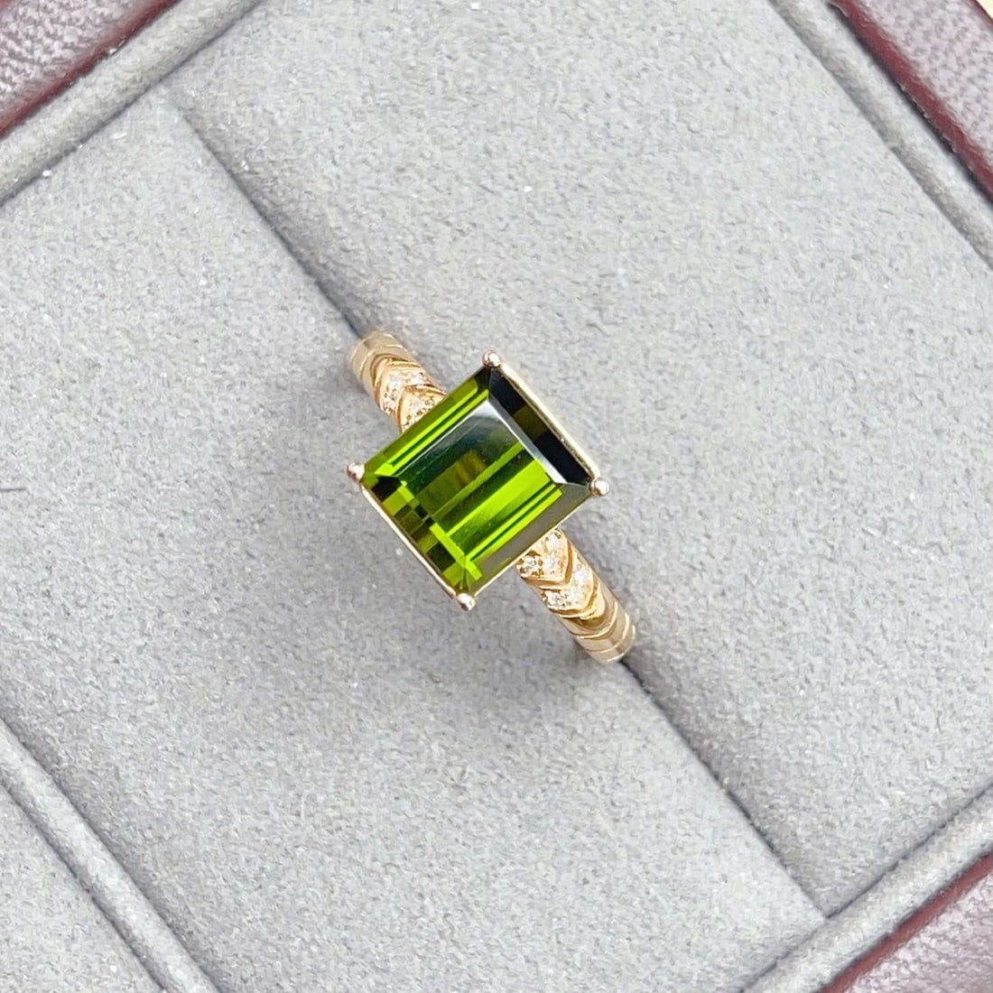 14k Gold 2.73 Ctw Natural Tourmaline & Diamond Ring - 4
