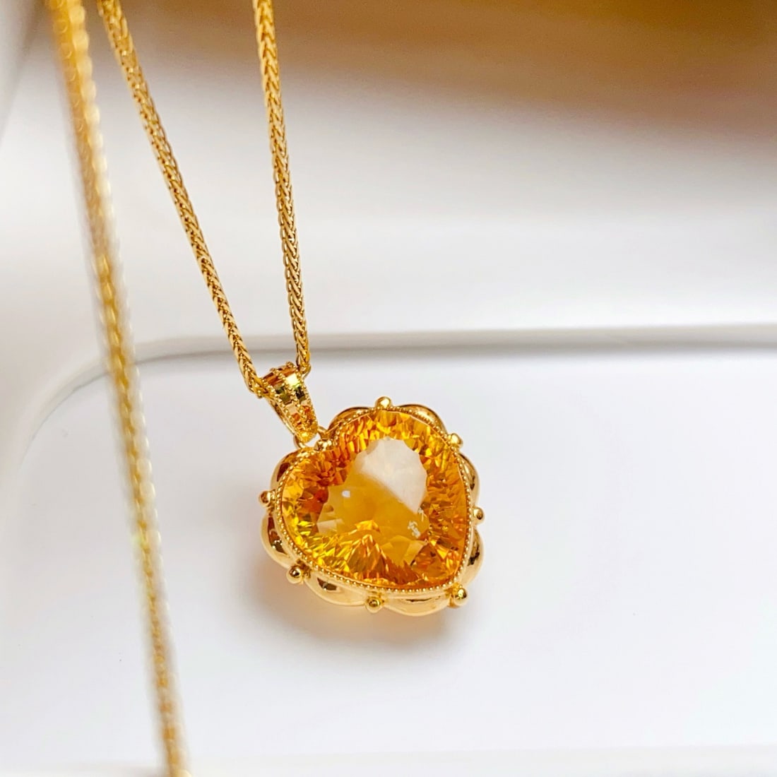 14k Gold 8.80 Ct Natural Citrine Pendant( Without Chain ) - 2