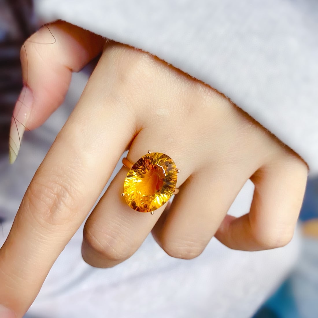 14k Gold 8.17 Ct Natural Citrine Ring - 4