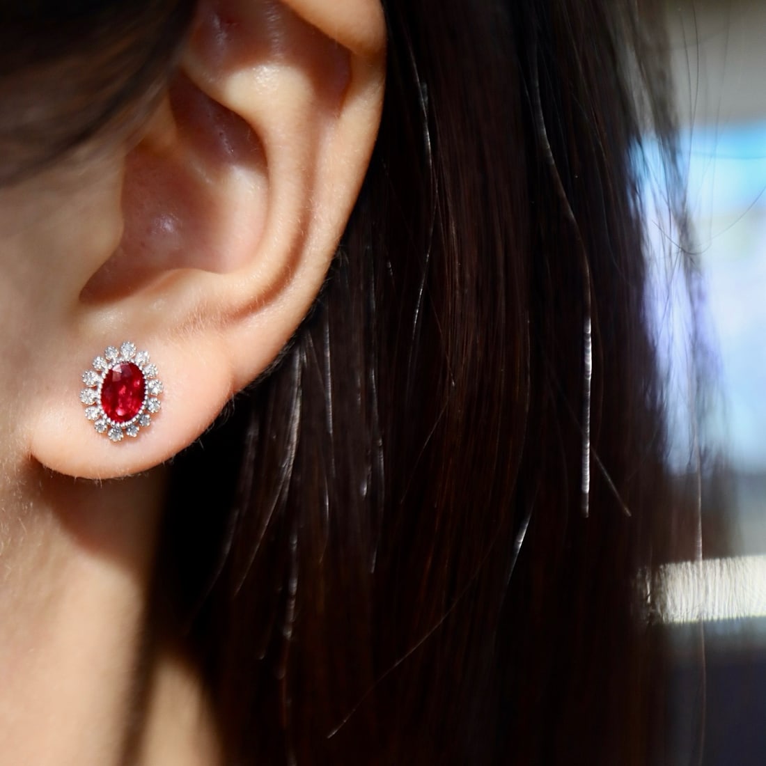 14k Gold 0.95 Ctw Vivid Red Natural Ruby & Diamond Earrings - 5