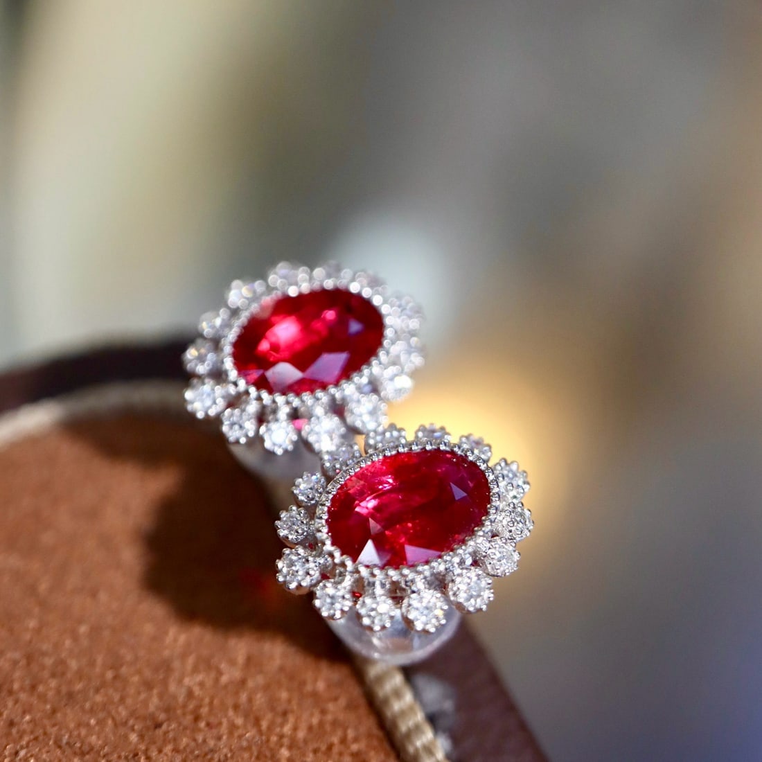 14k Gold 0.95 Ctw Vivid Red Natural Ruby & Diamond Earrings - 8