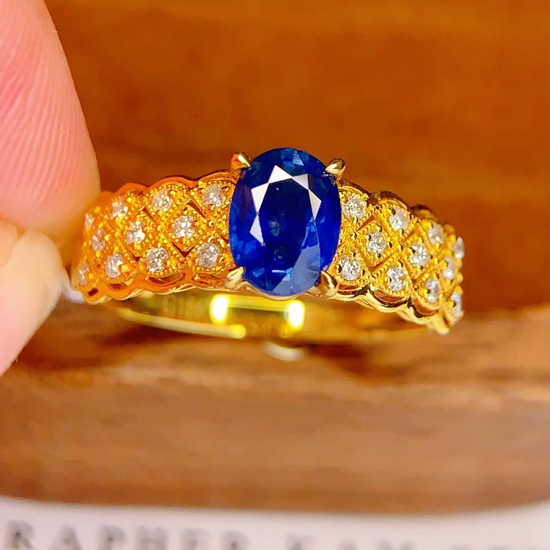 14k Gold 1 Ct Natural Sapphire & Diamond Ring - 2