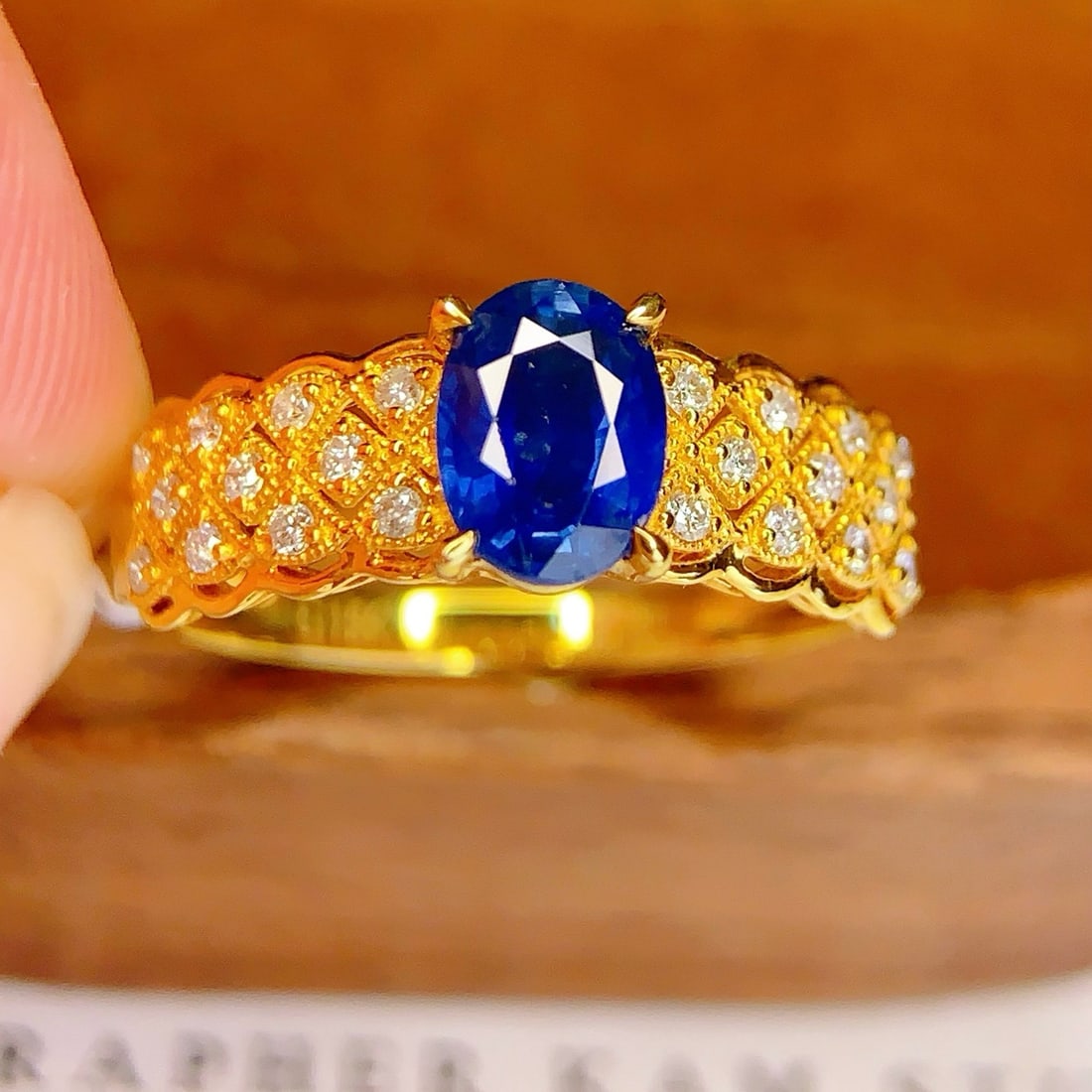 14k Gold 1 Ct Natural Sapphire & Diamond Ring - 3