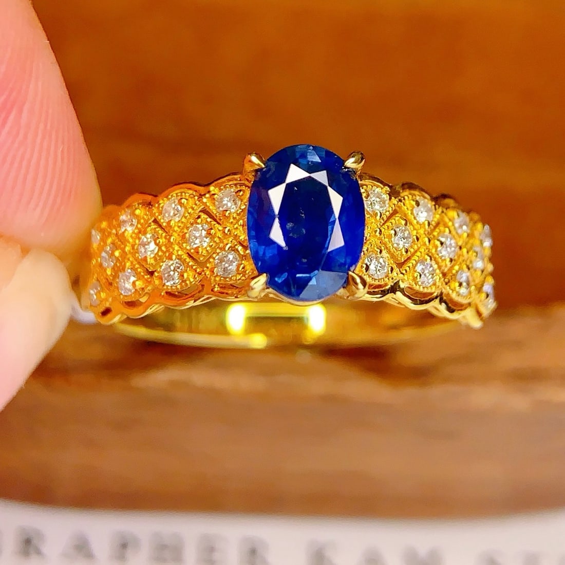 14k Gold 1 Ct Natural Sapphire & Diamond Ring - 5