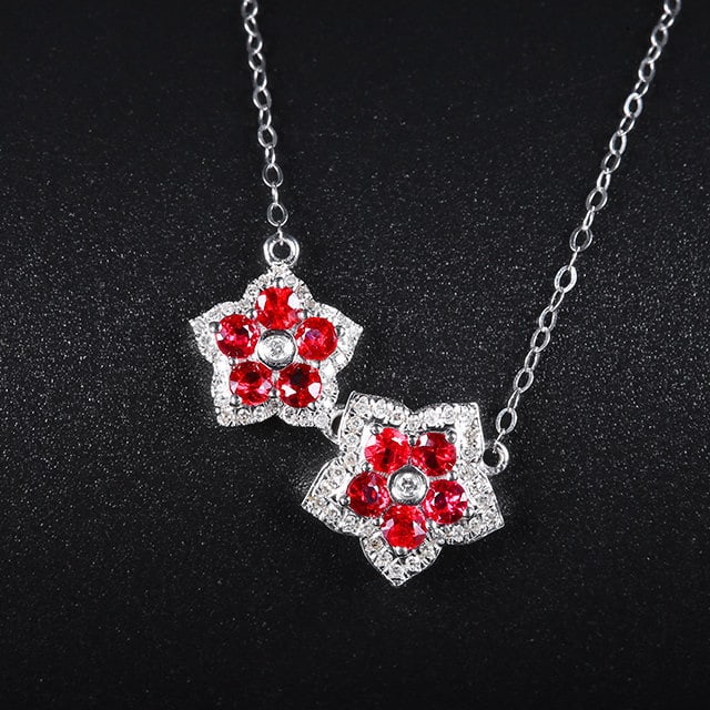 14k Gold 0.82 Ctw Natural Ruby & Diamond Necklace: Ref:231186233 // gold content:14k gold // main gemstone:ruby // shape:round // carat weight:0. 65ct // color:red // treatment:natural // cut grade:g // // adjacent gemstone 2 : diamond // number of