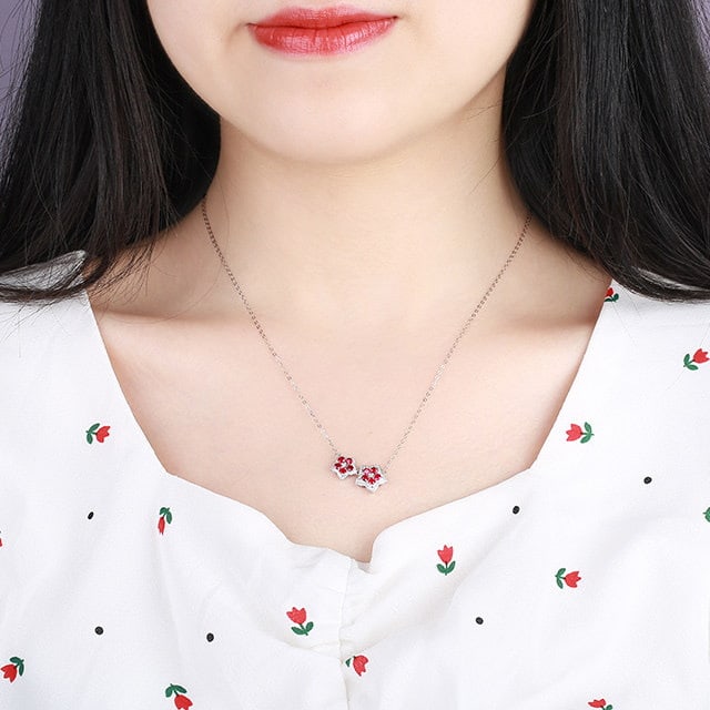14k Gold 0.82 Ctw Natural Ruby & Diamond Necklace - 6