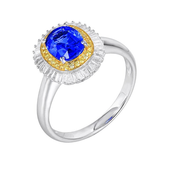 14k Gold 1.56 Ctw Natural Sapphire & Diamond Ring - 5