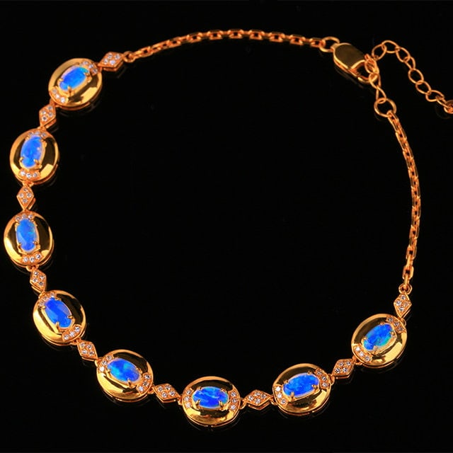 14k Gold 1.49 Ctw Natural Opal & Diamond Bracelet - 3