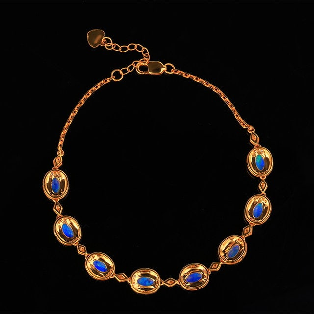 14k Gold 1.49 Ctw Natural Opal & Diamond Bracelet - 4