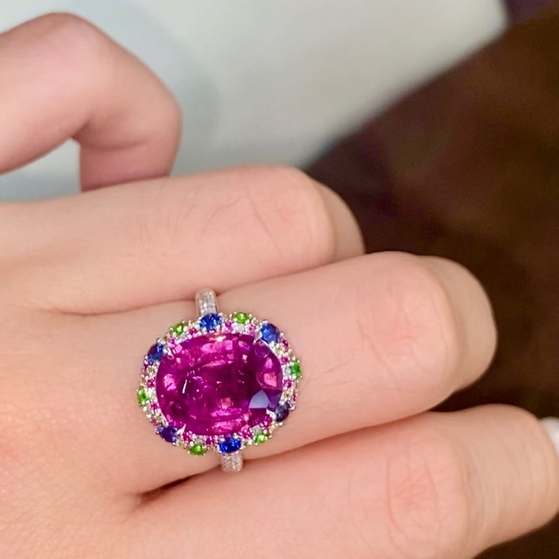14k Gold 5.2 Ct Natural Tourmaline & Diamond & Coloured Gemstone Ring - 4