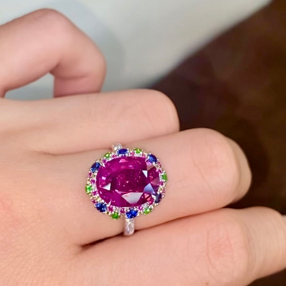 14k Gold 5.2 Ct Natural Tourmaline & Diamond & Coloured Gemstone Ring - 5