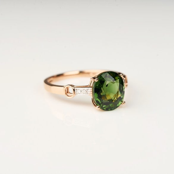 14k Gold 2.62 Ct Natural Tourmaline & Diamond Ring - 2