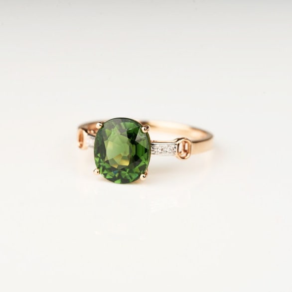 14k Gold 2.62 Ct Natural Tourmaline & Diamond Ring - 3