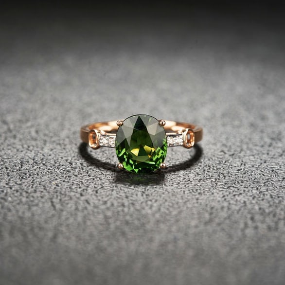 14k Gold 2.62 Ct Natural Tourmaline & Diamond Ring - 4