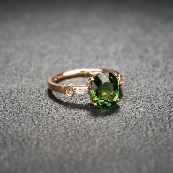14k Gold 2.62 Ct Natural Tourmaline & Diamond Ring - 5