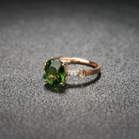 14k Gold 2.62 Ct Natural Tourmaline & Diamond Ring - 6