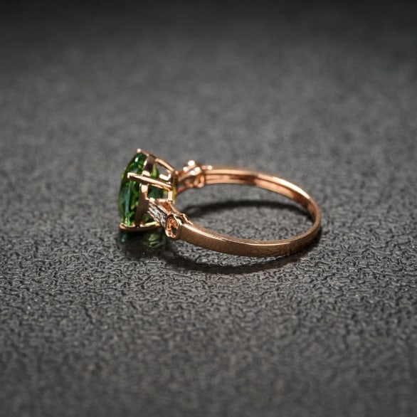 14k Gold 2.62 Ct Natural Tourmaline & Diamond Ring - 7