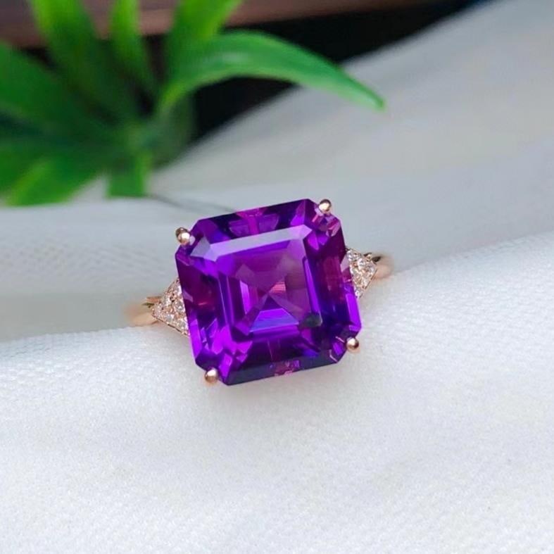 14k Gold 4.85 Ct Natural Amethyst & Diamond Ring: Ref:231186255 // gold content:14k gold // ring size:7. 25us // // main gemstone:amethyst // shape:octagonal // carat weight:4. 85ct // color:purple // treatment:natural // // adjacent gemstone 2 :