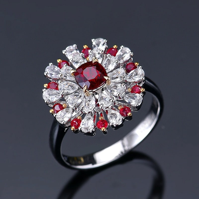 14k Gold 0.99 Ctw Natural Ruby & Ruby Ring - 4