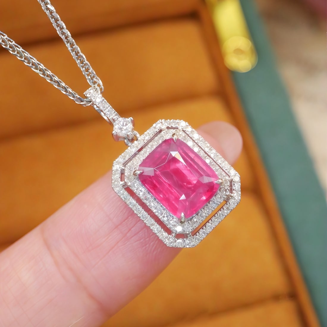 14k Gold 2.36 Ctw Natural Spinel & Diamond Pendant( Without Chain ) - 2