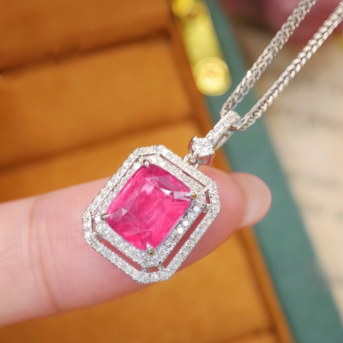 14k Gold 2.36 Ctw Natural Spinel & Diamond Pendant( Without Chain ) - 3