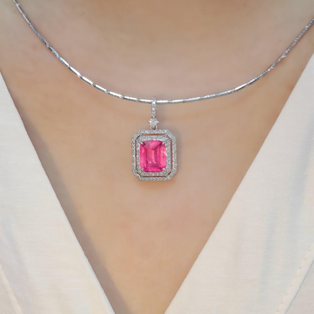 14k Gold 2.36 Ctw Natural Spinel & Diamond Pendant( Without Chain ) - 5