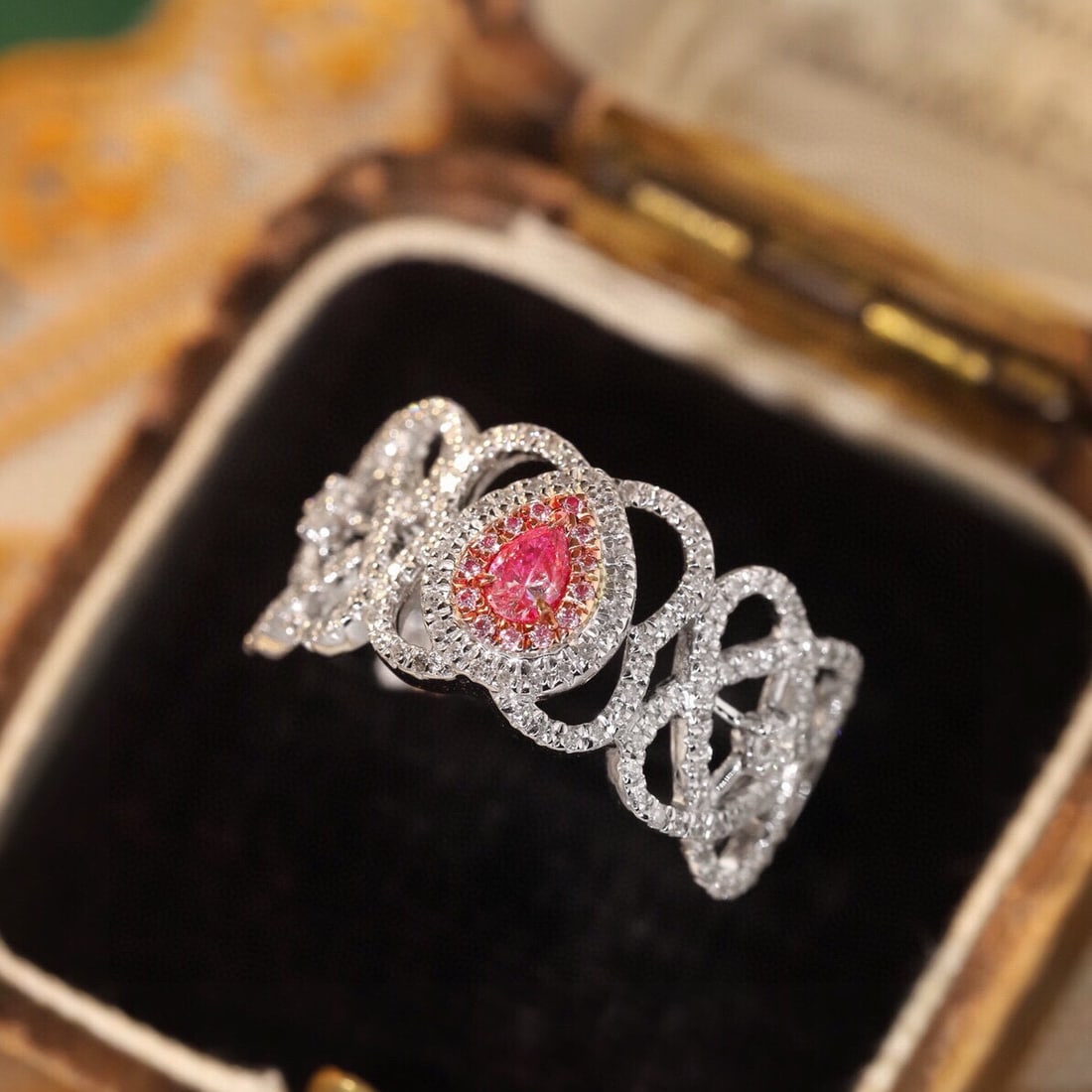 14k Gold 0.55 Ctw Natural Pink Diamond & Diamond Ring - 3