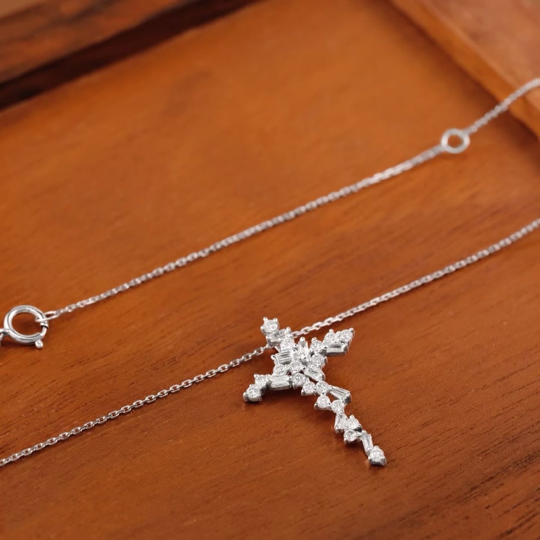 14k Gold 0.38 Ct Natural H Diamond Necklace - 3