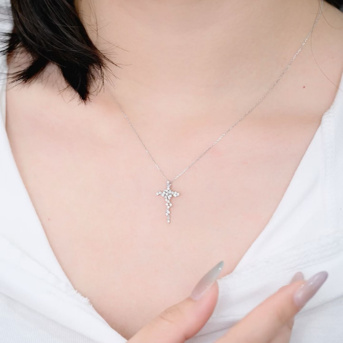 14k Gold 0.38 Ct Natural H Diamond Necklace - 5