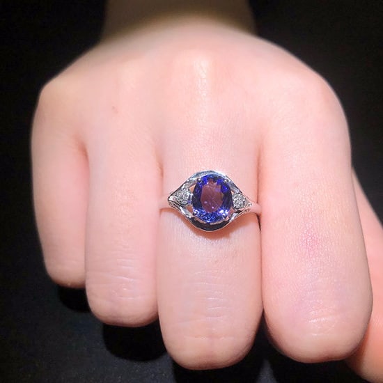 14k Gold 1.4 Ct Natural Tanzanite & Diamond Ring - 5