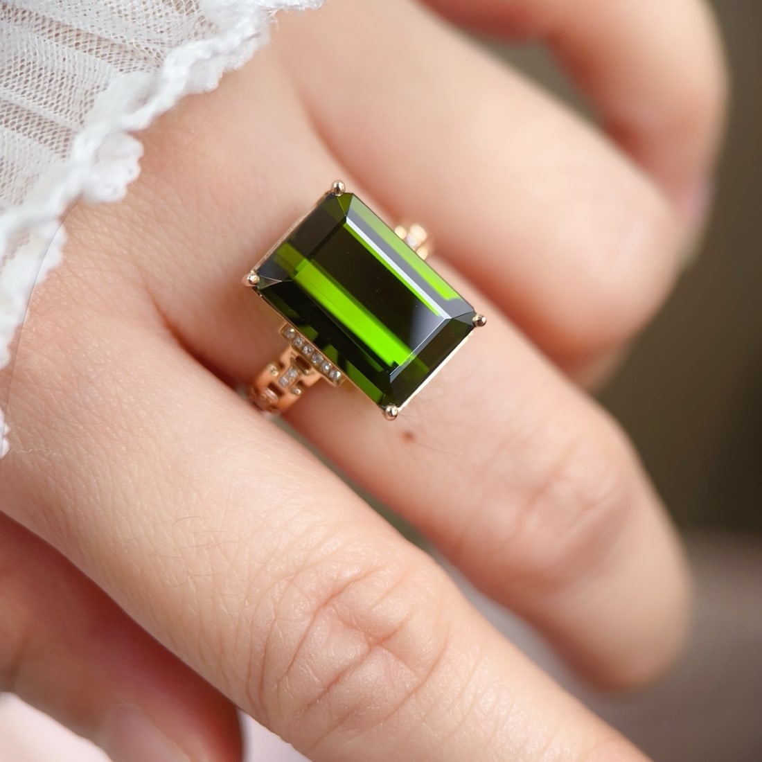 14k Gold 7.41 Ctw Natural Tourmaline & Diamond Ring - 4
