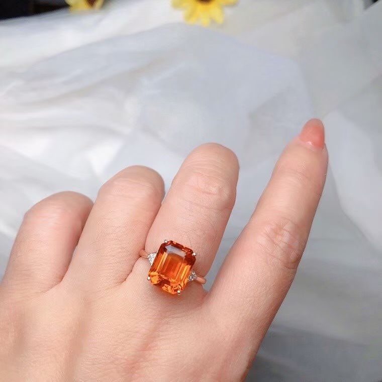 14k Gold 4.80 Ct Natural Citrine & Diamond Ring - 2