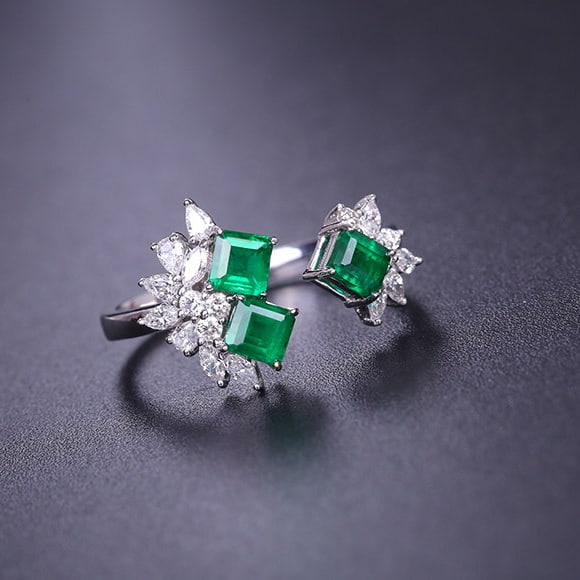 14k Gold 1.18 Ctw Vivid Green Natural Emerald & Diamond Ring - 4